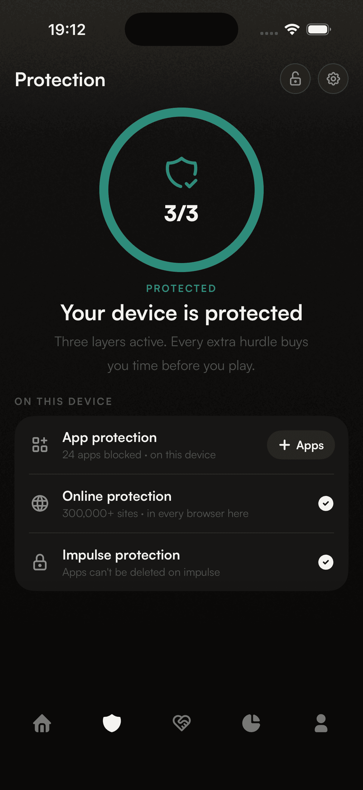 BETTR OFF app: protection screen